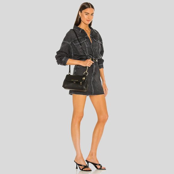 Marc Jacobs Black Boho Grind Small Pebbled Leather Crossbody Bag 👜